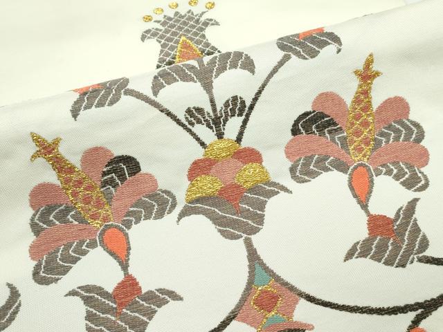 平和屋本店■極上　洛風林　工芸帯地　九寸名古屋帯　更紗唐草文　金糸　逸品　CZAA3877s5