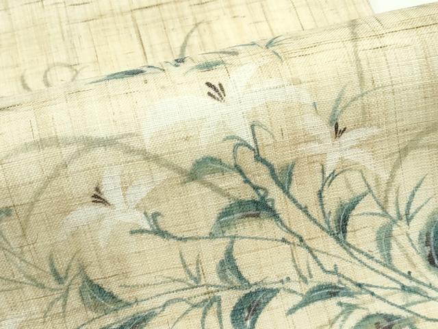 平和屋着物＊極上 夏物 九寸名古屋帯 手描き 草花文 麻 逸品 CZAA3895s5