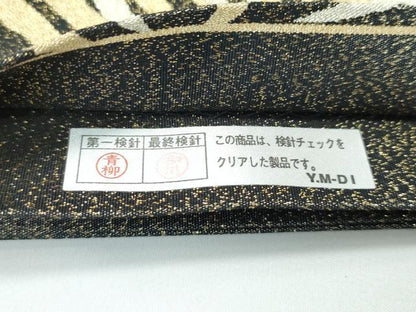 平和屋着物●極上 爪掻き本綴れ 六通柄袋帯 松葉 黒地 金銀糸 逸品 未使用 CZAA3913s5