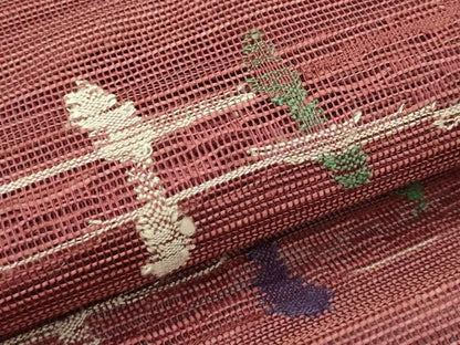 平和屋着物＊極上 夏物 1854年創業 帯屋捨松 八寸名古屋帯 抽象文 栗皮茶色地 逸品 CZAA3919s5