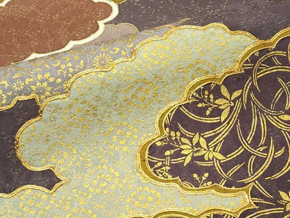 平和屋着物●希少 皇室献上作家 藤井寛 六通柄袋帯 駒刺繍 瑞雲重ね 金通し地 逸品 CZAA3936s5