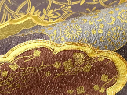 平和屋着物●希少 皇室献上作家 藤井寛 六通柄袋帯 駒刺繍 瑞雲重ね 金通し地 逸品 CZAA3936s5