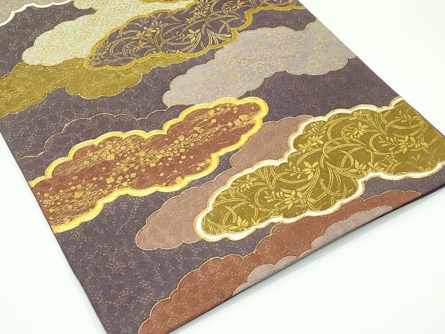 平和屋着物●希少 皇室献上作家 藤井寛 六通柄袋帯 駒刺繍 瑞雲重ね 金通し地 逸品 CZAA3936s5