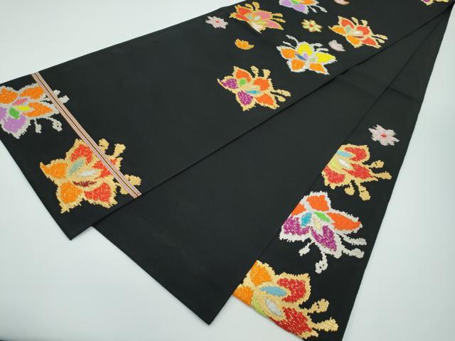 平和屋着物●最高級 龍村平蔵製 六通柄 本袋帯 唐織 モール昌花文 黒地 金銀糸 逸品 CZAA3937s5