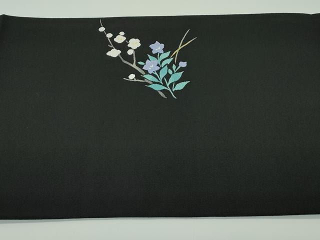平和屋本店■極上　爪掻き本綴れ　西陣　川島織物　八寸名古屋帯　草花文　黒地　三越扱い　逸品　未使用　CZAA3947s5