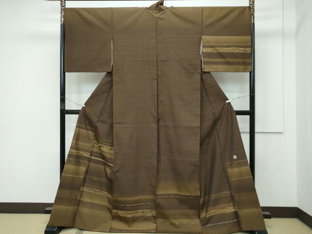 平和屋本店●極上　織座くれはとり　伝統工芸士　曽根武勇　訪問着　花織　紬地　霞文　涅色地　逸品　CZAA5576s6