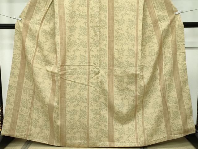 平和屋本店●極上　本場結城紬　重要無形文化財　100亀甲　草花間道　木蘭色地　さが美扱い　逸品　CZAA5575s6