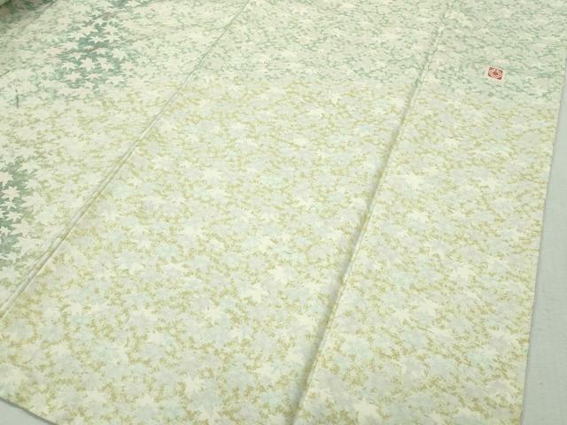 平和屋本店■極上　石川県指定無形文化財　牛首紬　白山工房　手織り　訪問着　楓　逸品　CZAA3960s5