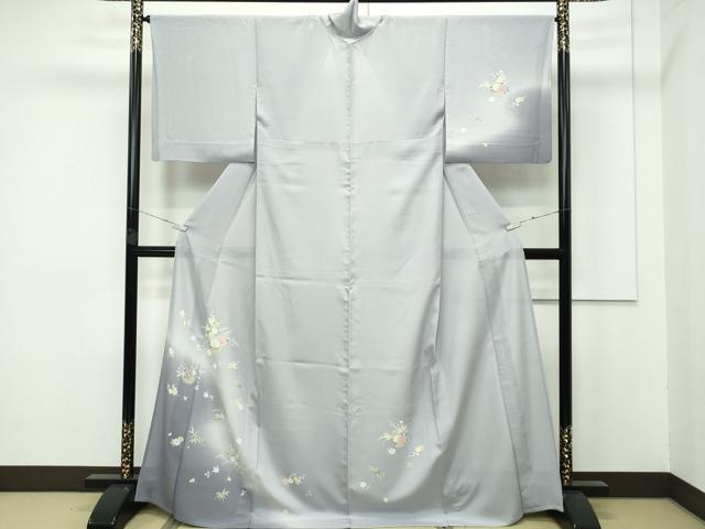 平和屋着物＊極上 夏物 訪問着 絽 草花文 暈し染め 利休白茶色地 逸品 CZAA3970s5