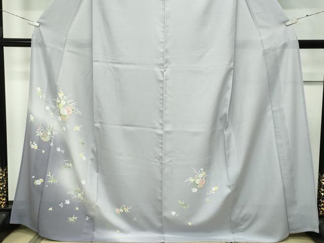 平和屋着物＊極上 夏物 訪問着 絽 草花文 暈し染め 利休白茶色地 逸品 CZAA3970s5