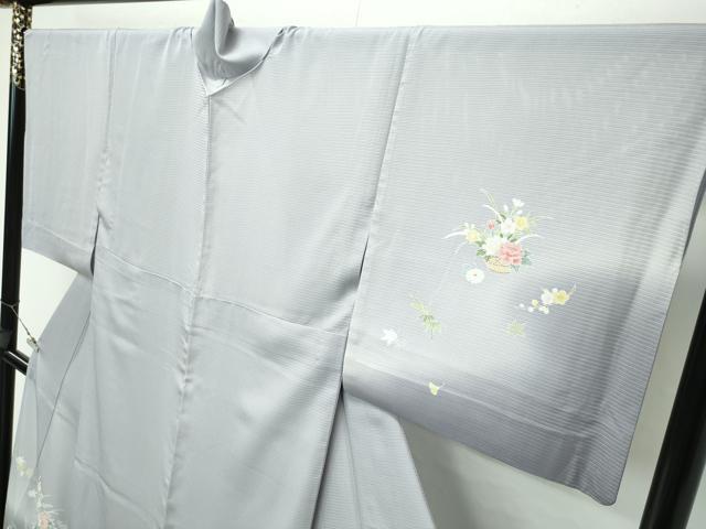 平和屋着物＊極上 夏物 訪問着 絽 草花文 暈し染め 利休白茶色地 逸品 CZAA3970s5