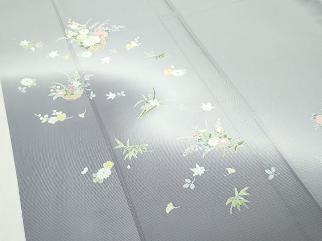 平和屋着物＊極上 夏物 訪問着 絽 草花文 暈し染め 利休白茶色地 逸品 CZAA3970s5
