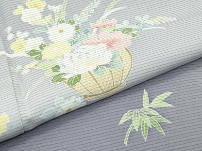 平和屋着物＊極上 夏物 訪問着 絽 草花文 暈し染め 利休白茶色地 逸品 CZAA3970s5