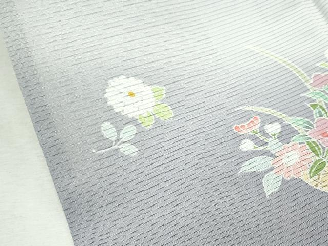 平和屋着物＊極上 夏物 訪問着 絽 草花文 暈し染め 利休白茶色地 逸品 CZAA3970s5