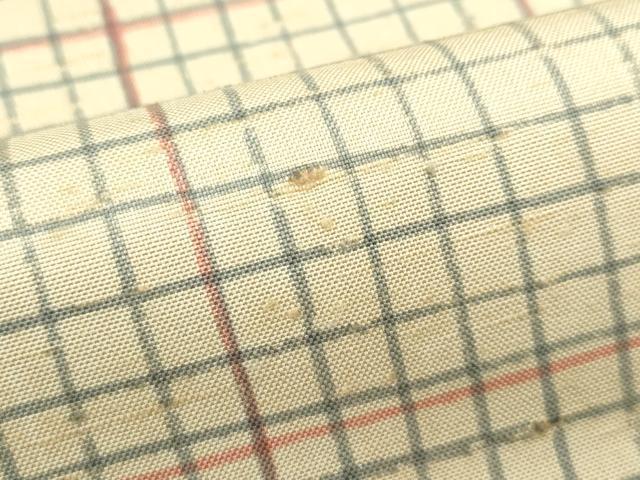 平和屋本店■極上　石川県指定無形文化財　牛首紬　白山工房　手織り　格子柄　砥粉色地　加藤改石謹製　証紙付き　逸品　CZAA3971s5