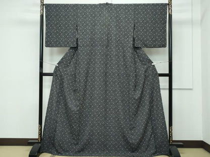 平和屋着物▽極上 小紋 単衣 音符 黒字 洗える着物 逸品 CZAA3974s5