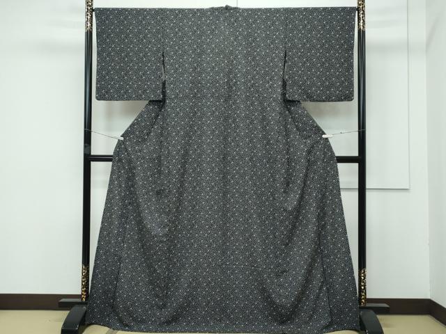 平和屋着物▽極上 小紋 単衣 音符 黒字 洗える着物 逸品 CZAA3974s5