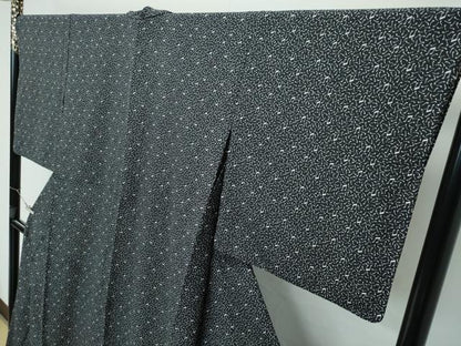 平和屋着物▽極上 小紋 単衣 音符 黒字 洗える着物 逸品 CZAA3974s5