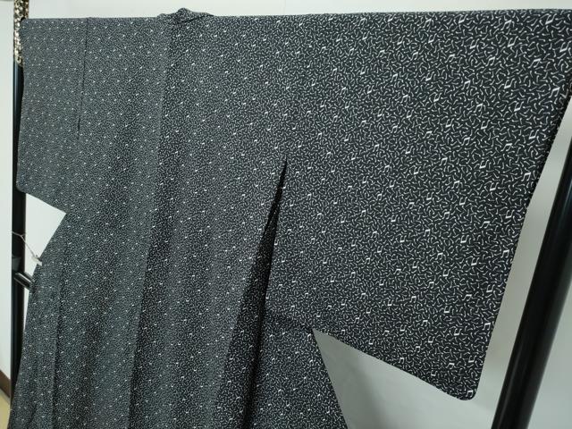 平和屋着物▽極上 小紋 単衣 音符 黒字 洗える着物 逸品 CZAA3974s5