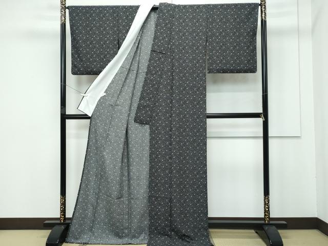 平和屋着物▽極上 小紋 単衣 音符 黒字 洗える着物 逸品 CZAA3974s5