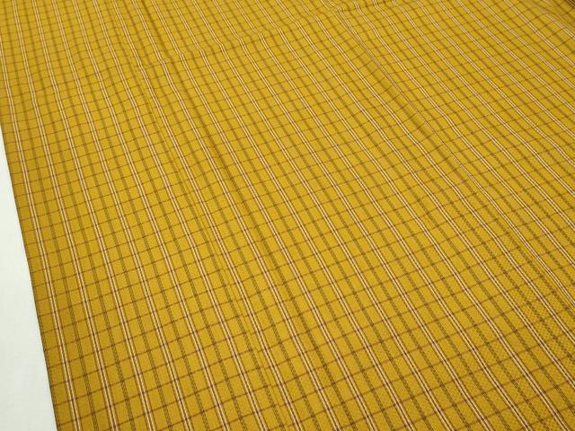 平和屋本店■極上　山下八百子　本場黄八丈　単衣　市松綾織　格子柄　逸品　CZAA3975s5