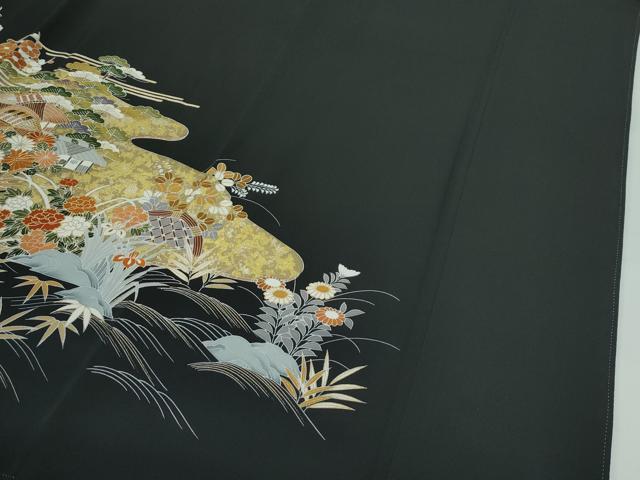 平和屋本店■極上　創業460年・千總　黒留袖　駒刺繍　草花風景文　金彩　逸品　CZAA3991s5