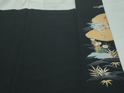 平和屋本店■極上　創業460年・千總　黒留袖　駒刺繍　草花風景文　金彩　逸品　CZAA3991s5