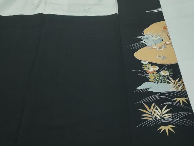 平和屋本店■極上　創業460年・千總　黒留袖　駒刺繍　草花風景文　金彩　逸品　CZAA3991s5