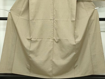 平和屋着物▽極上 塩沢ちりめん 単衣 縞 利休茶色地 証紙付き 逸品 CZAA3994s5