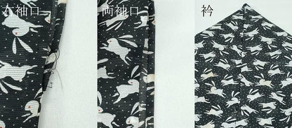 平和屋着物＊極上 夏物 小紋 絽 跳び兎 黒地 洗える着物 逸品 CZAA3998s5