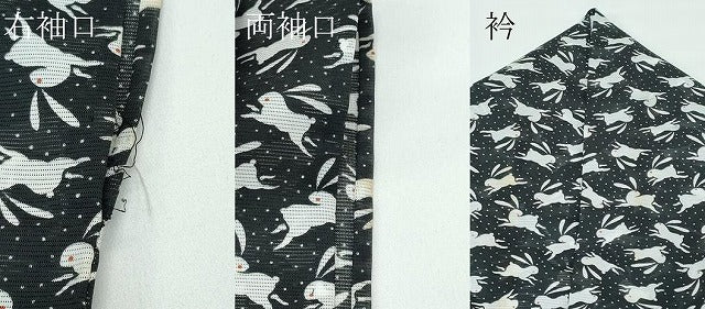 平和屋着物＊極上 夏物 小紋 絽 跳び兎 黒地 洗える着物 逸品 CZAA3998s5