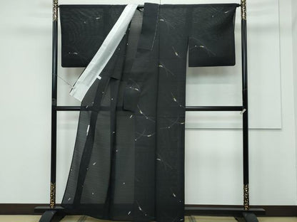 平和屋着物＊極上 夏物 二代目 川村久太郎 小紋 絽 京友禅 蛍 露芝文 愛染 黒地 証紙付き 逸品 未使用 CZAA3999s5
