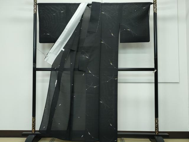 平和屋着物＊極上 夏物 二代目 川村久太郎 小紋 絽 京友禅 蛍 露芝文 愛染 黒地 証紙付き 逸品 未使用 CZAA3999s5