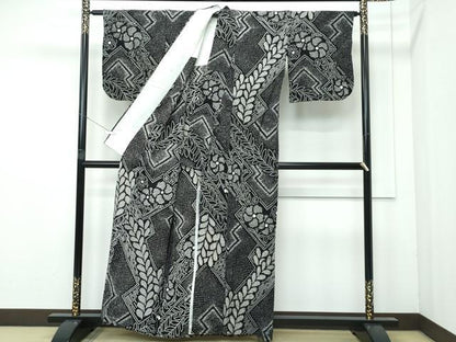 平和屋着物∴極上 夏物 浴衣 有松鳴海絞り 枝垂れ花文 黒地 綿 逸品 CZAA4002s5