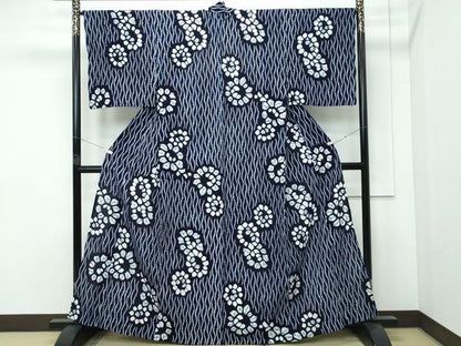 平和屋着物∴極上 夏物 浴衣 有松鳴海絞り 立涌花文 綿 逸品 CZAA4003s5