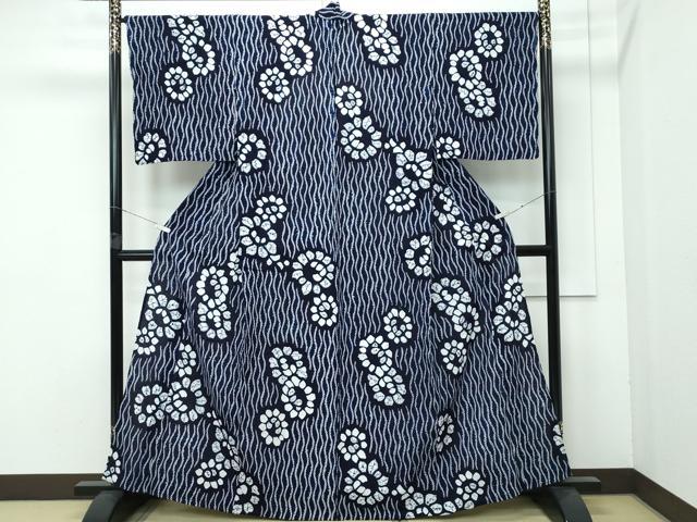 平和屋着物∴極上 夏物 浴衣 有松鳴海絞り 立涌花文 綿 逸品 CZAA4003s5