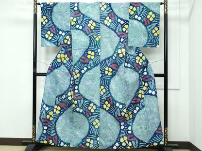 平和屋着物∴極上 夏物 浴衣 有松鳴海絞り 流水草花文 綿 逸品 CZAA4007s5