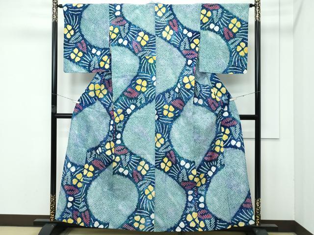 平和屋着物∴極上 夏物 浴衣 有松鳴海絞り 流水草花文 綿 逸品 CZAA4007s5
