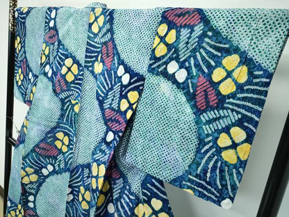 平和屋着物∴極上 夏物 浴衣 有松鳴海絞り 流水草花文 綿 逸品 CZAA4007s5