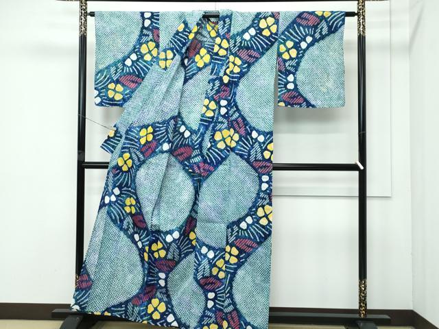 平和屋着物∴極上 夏物 浴衣 有松鳴海絞り 流水草花文 綿 逸品 CZAA4007s5