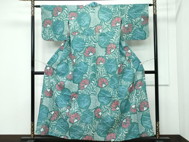 平和屋着物∴極上 夏物 浴衣 有松鳴海絞り 団扇草花文 綿 逸品 CZAA4009s5