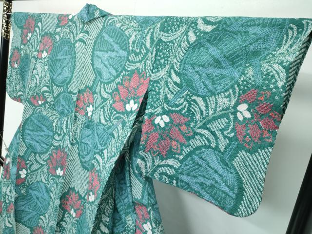 平和屋着物∴極上 夏物 浴衣 有松鳴海絞り 団扇草花文 綿 逸品 CZAA4009s5