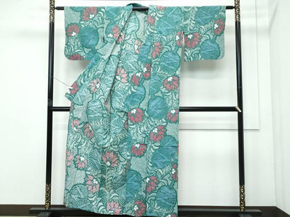 平和屋着物∴極上 夏物 浴衣 有松鳴海絞り 団扇草花文 綿 逸品 CZAA4009s5