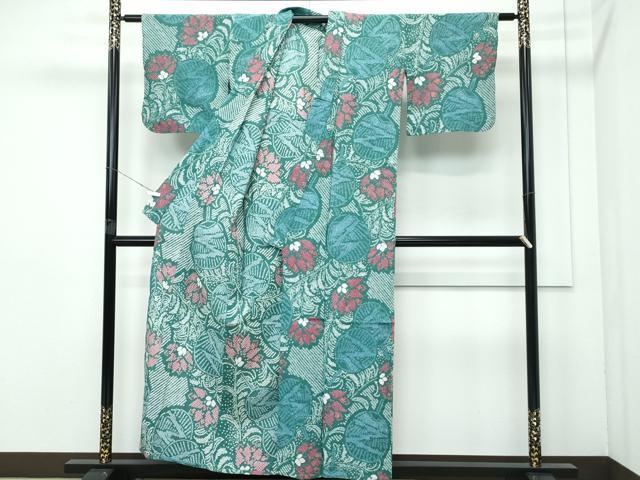 平和屋着物∴極上 夏物 浴衣 有松鳴海絞り 団扇草花文 綿 逸品 CZAA4009s5
