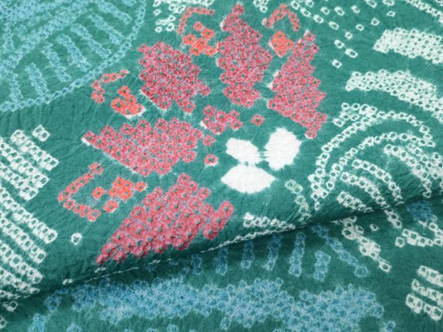 平和屋着物∴極上 夏物 浴衣 有松鳴海絞り 団扇草花文 綿 逸品 CZAA4009s5