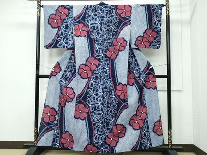 平和屋着物∴極上 夏物 浴衣 有松鳴海絞り 舞花文 綿 逸品 CZAA4011s5