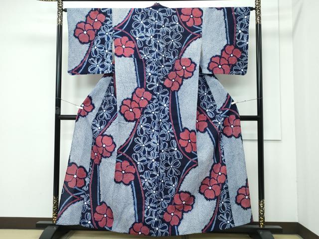 平和屋着物∴極上 夏物 浴衣 有松鳴海絞り 舞花文 綿 逸品 CZAA4011s5