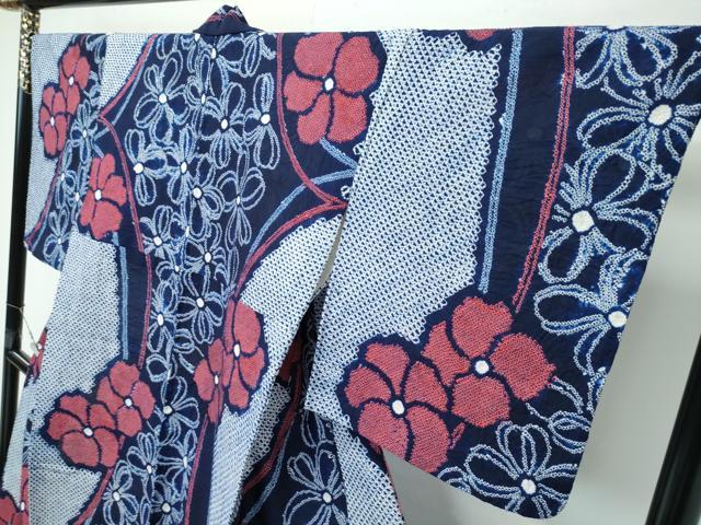 平和屋着物∴極上 夏物 浴衣 有松鳴海絞り 舞花文 綿 逸品 CZAA4011s5