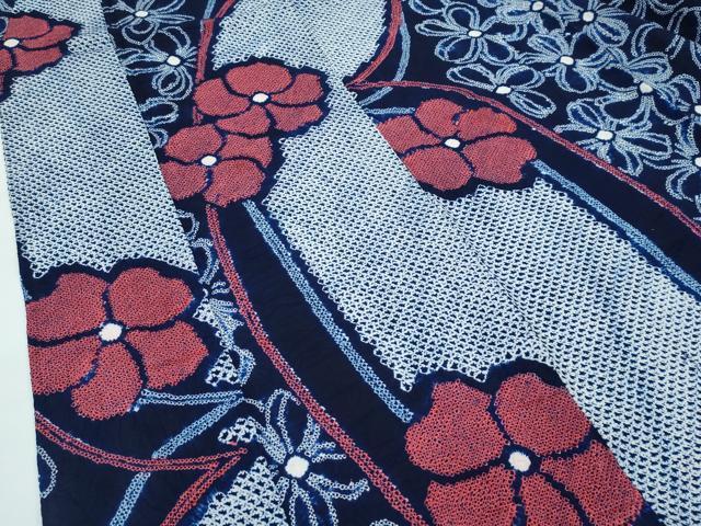 平和屋着物∴極上 夏物 浴衣 有松鳴海絞り 舞花文 綿 逸品 CZAA4011s5