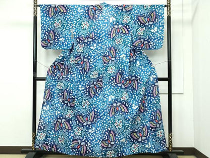 平和屋着物∴極上 夏物 浴衣 有松鳴海絞り 舞蝶文 綿 逸品 CZAA4014s5